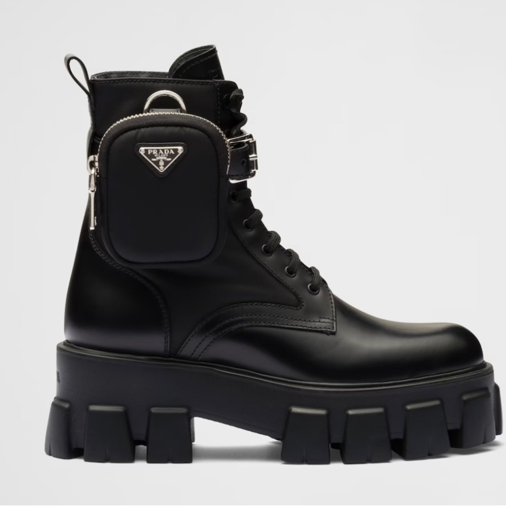 Monolith leather and Re-Nylon boots with pouch
